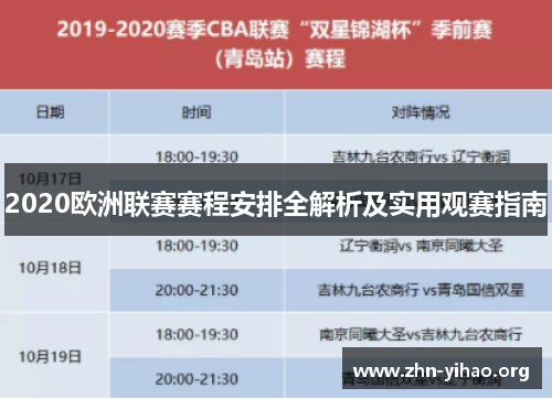 2020欧洲联赛赛程安排全解析及实用观赛指南